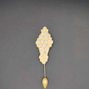 Vintage Art Deco Celluloid Rhinestone Floral Stick Pin